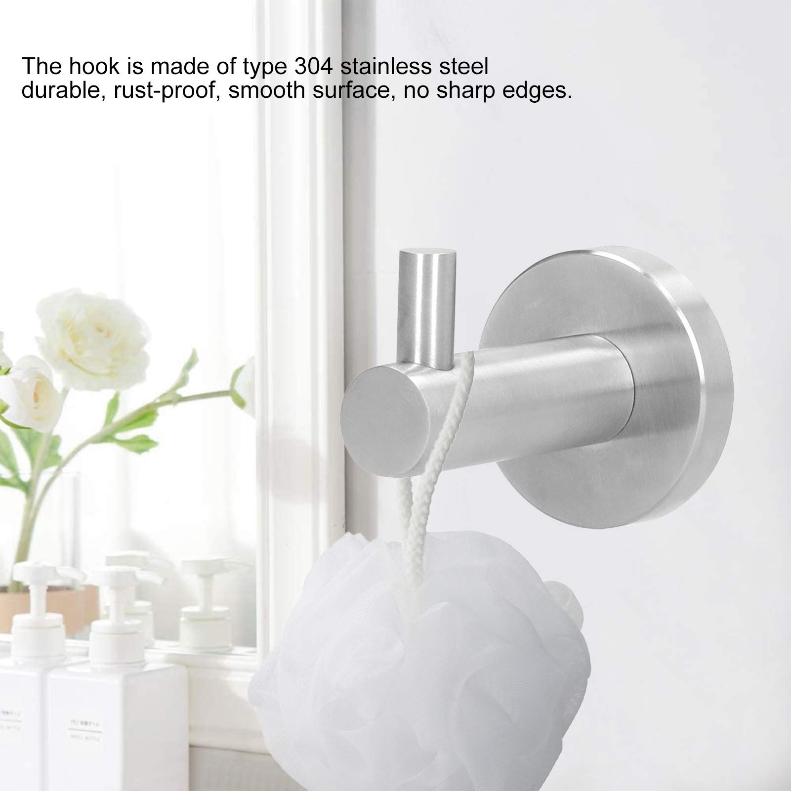 Gancho de Toalla Duradero de Acero Inoxidable para Colgar en la Pared para Cocina, Baño, Dormitorio, Fácil de Instalar para Llaves, Sombreros, Cepillos, Toallas, 5x7 Cm, Se Adapta Al Baño,