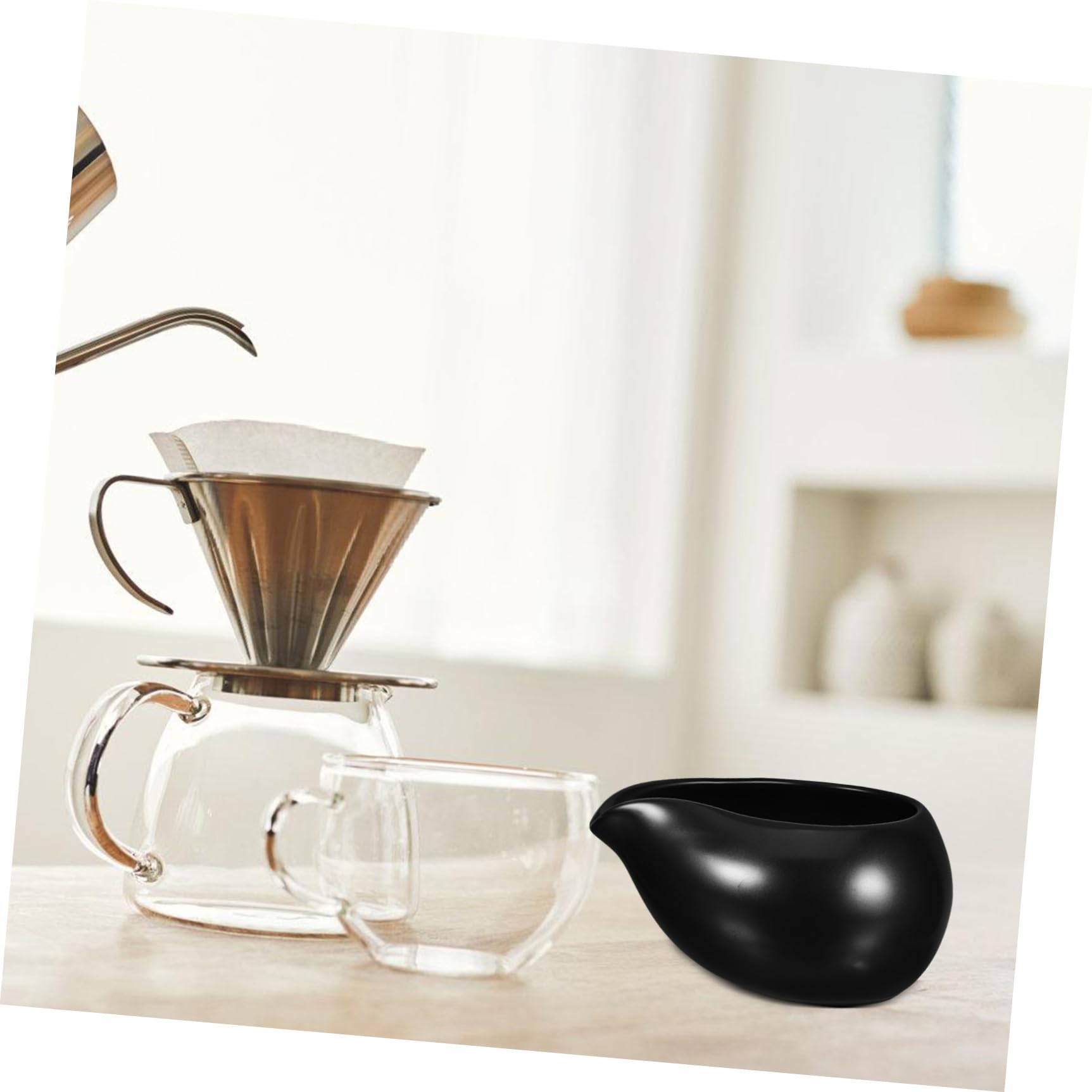 Balacoo Milchkännchen mit Rutschfestem Boden aus Keramik 3 Stück Schwarzer Soßenkrug und Vintage Design für Zuhause und Familien für Kaffee Milch und Saucen