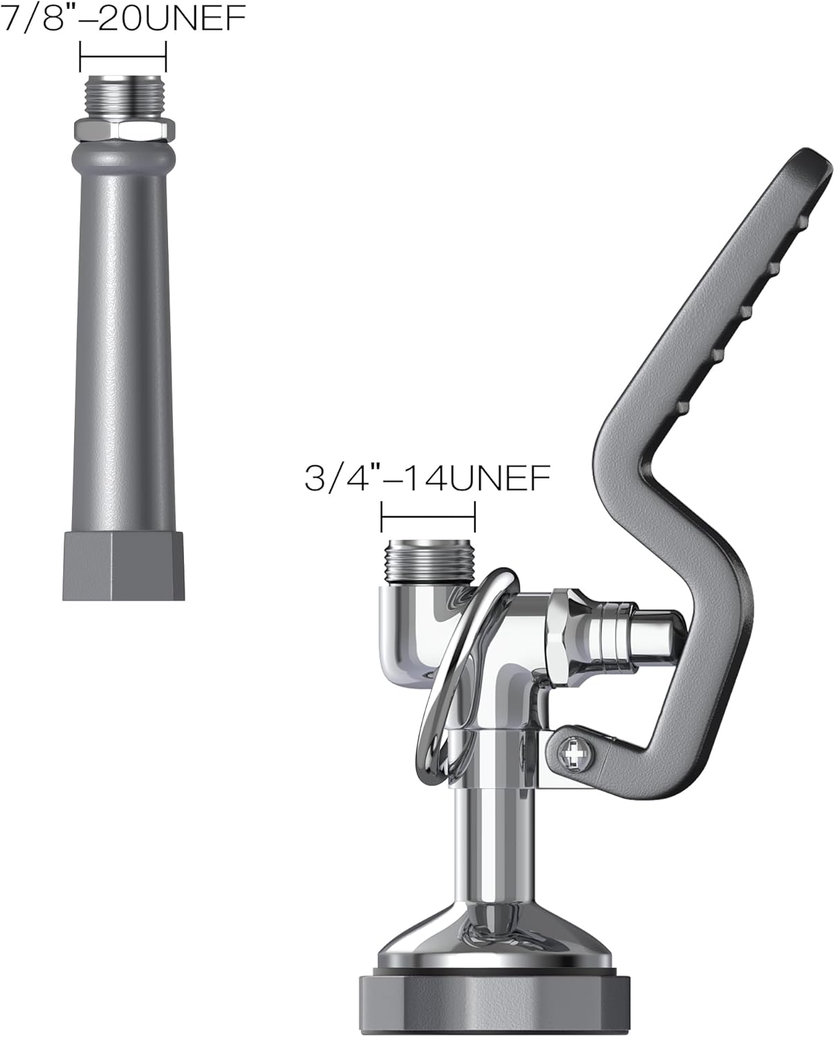Commercial Sink Sprayer Pre Rinse Sprayer with Ergonomic Handle 1.42GPM Dish Spray Nozzle Spray Valve,Polished Chrome Finished Faucet Parts for Commercial Kitchen Sink(Gray)
