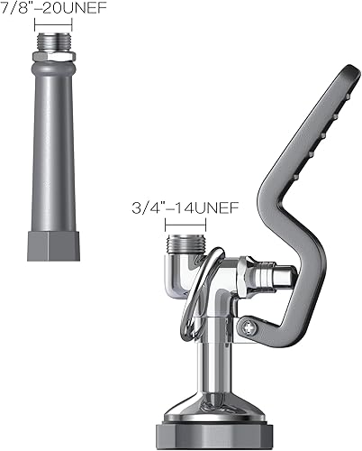 Miniatura 9 de Manguera de acero inoxidable de 45 pulgadas con válvula de pulverización de preenjuague, rociador de preenjuague de flujo de agua de 1.42 GPM con