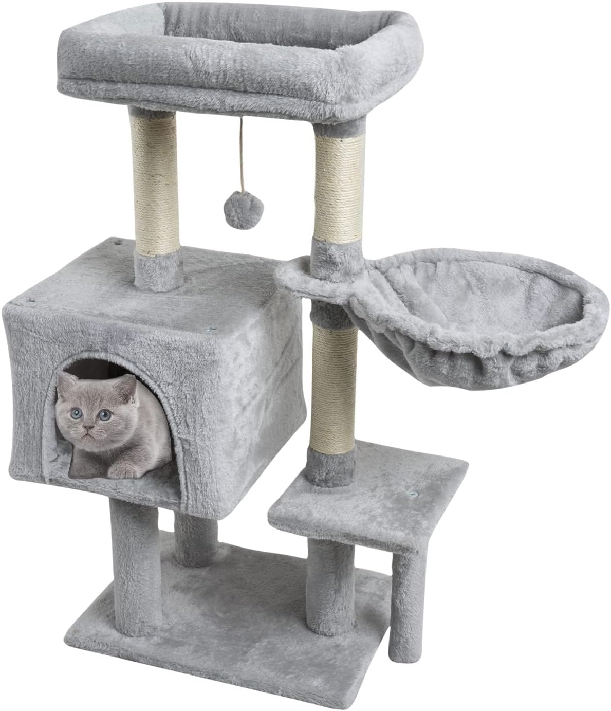 Cat Tree, Cute Cat Tower with 3 Sisal Scratching Posts, 35