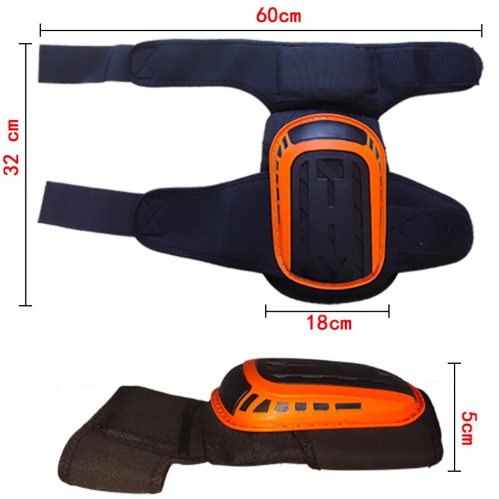 Lot de 2 genouillères de travail robustes en gel antidérapant pour la construction, le sol, le jardinage (orange)