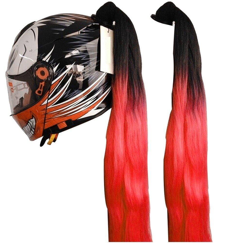 Sanfly Punk Style Helmet Braids Ponytail 2pcs/set Removable Braid Pigtail with Suction Cup Suitable for Motorcycle Helmet Accessories