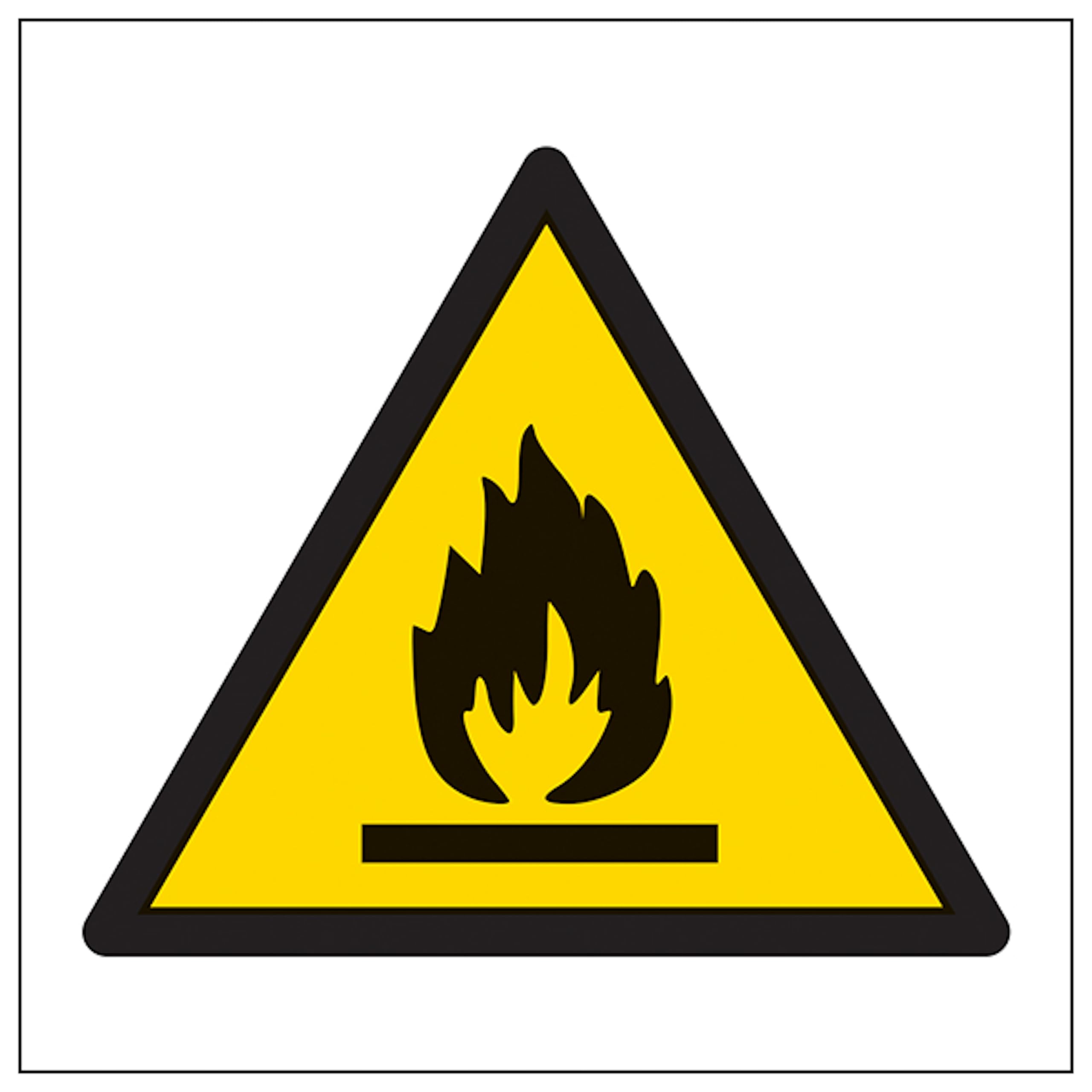 V Safety Warning Flammable Symbol 100 x 100 mm - 3mm Aluminium Composite Safety Sign