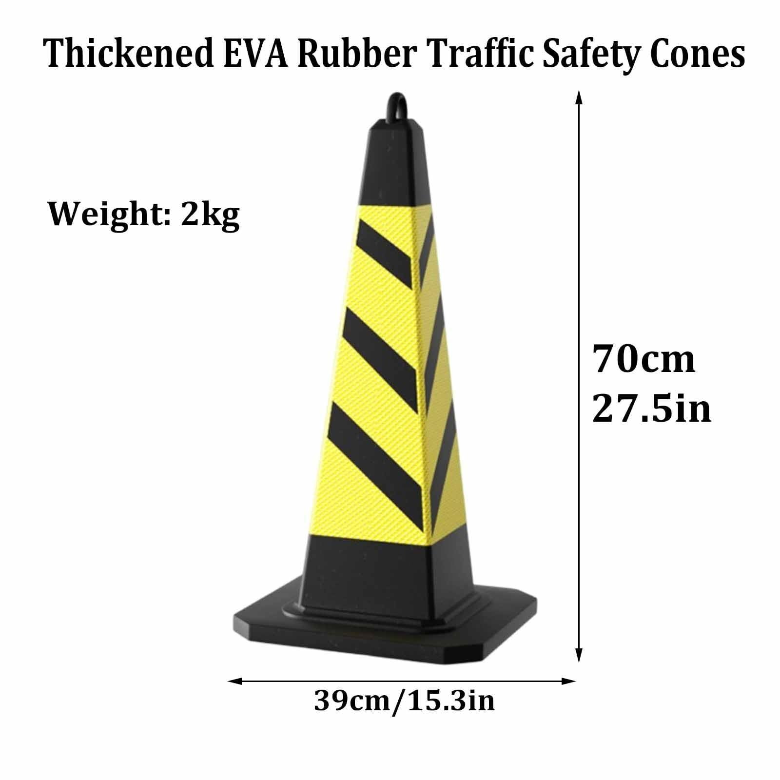 Cônes de signalisation robustes avec base lestée et bandes réfléchissantes – Lot de 4 cônes d'arrêt d'allée pour événements de construction et sécurité au stationnement (noir)