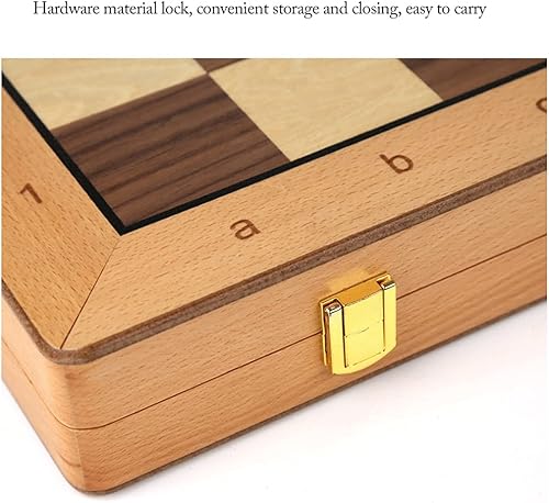 Miniatura 7 de ROLTIN Juego de ajedrez de madera plegable 2 en 1, juego de ajedrez y damas, gran juego de mesa de ajedrez de 20 x 20 pulgadas con caja de