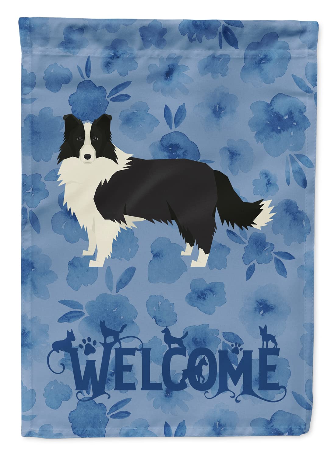 Drapeau Border Collie Welcome grand format en tissu canevas lourd