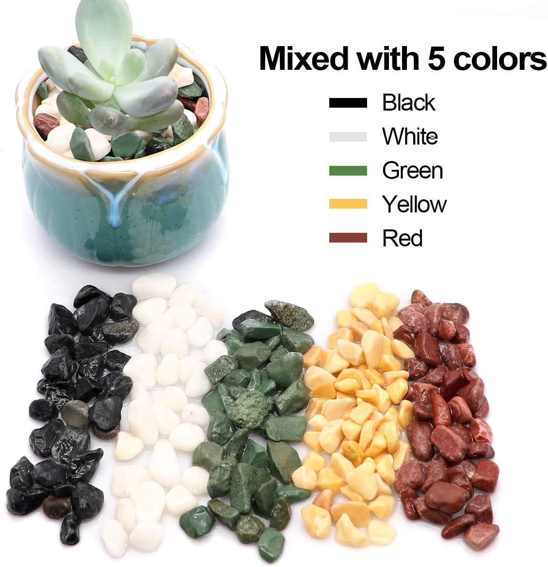 TOYPOPOR Galets de gravier pour plantes grasses et cactus de 2,7 kg, pierres polies naturelles décoratives de 1,27 cm, roches de rivière pour plantes, vases, aquariums, terrarium et jardinage