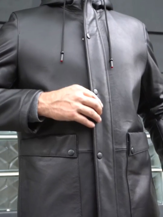 Denny&Dora Imported Cowhide Jacket Mens Mink Coat Long Fur Coat