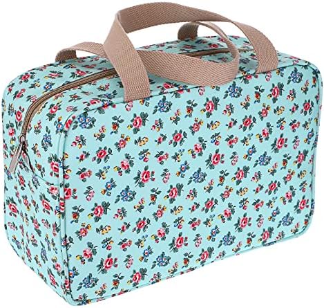 IGNPION Woman Large Travel Toiletry Bag Waterproof Wash Bag Make up Organizer Bag Cosmetic Bag Swimming Gym Bag (Blue Small Flower)