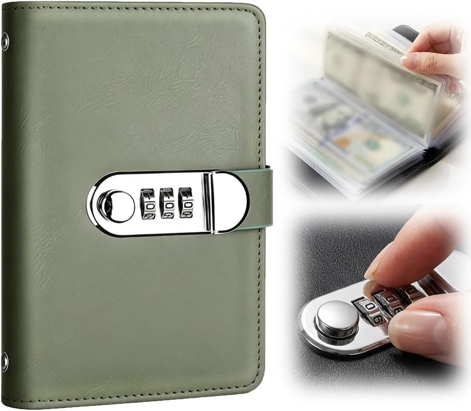 100 Envelope Savings Challenge Book with Password Lock, Green