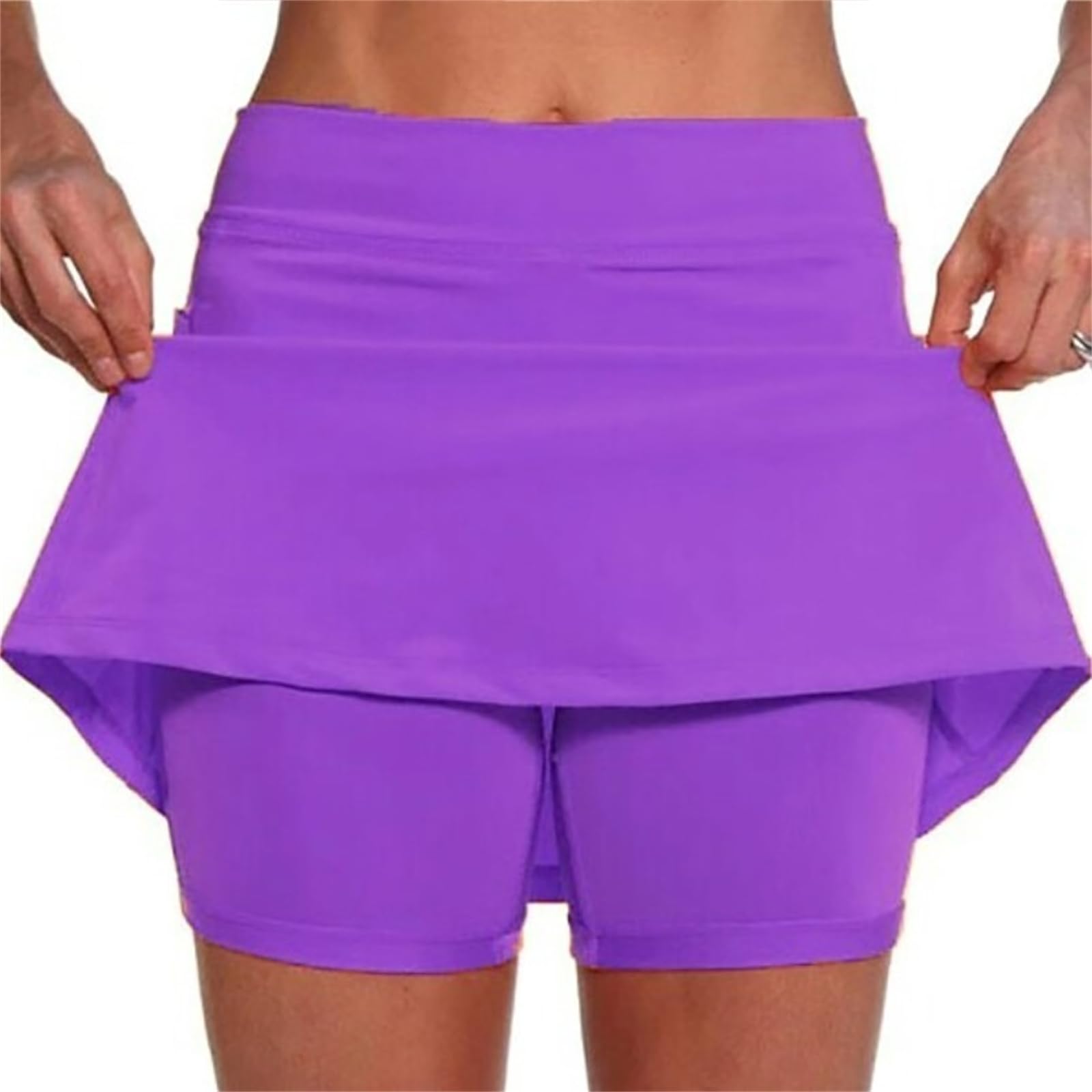 LLECDASEUI Tennis Skorts for Women UK with Inner Shorts Summer Golf Tennis Skirts Athletic Running Workout Skorts Ladies Lightweight Quick Dry Active Pants Breathable Skort Bike Shorts (Purple,M)