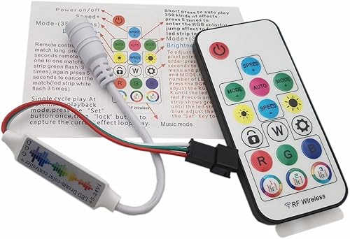 Miniatura 3 de DC5-24V 17Keys Music Led Controller 3Pin Mini RF Remote para WS2812B WS2811 5050 RGB Tira direccionable individualmente 358 modos