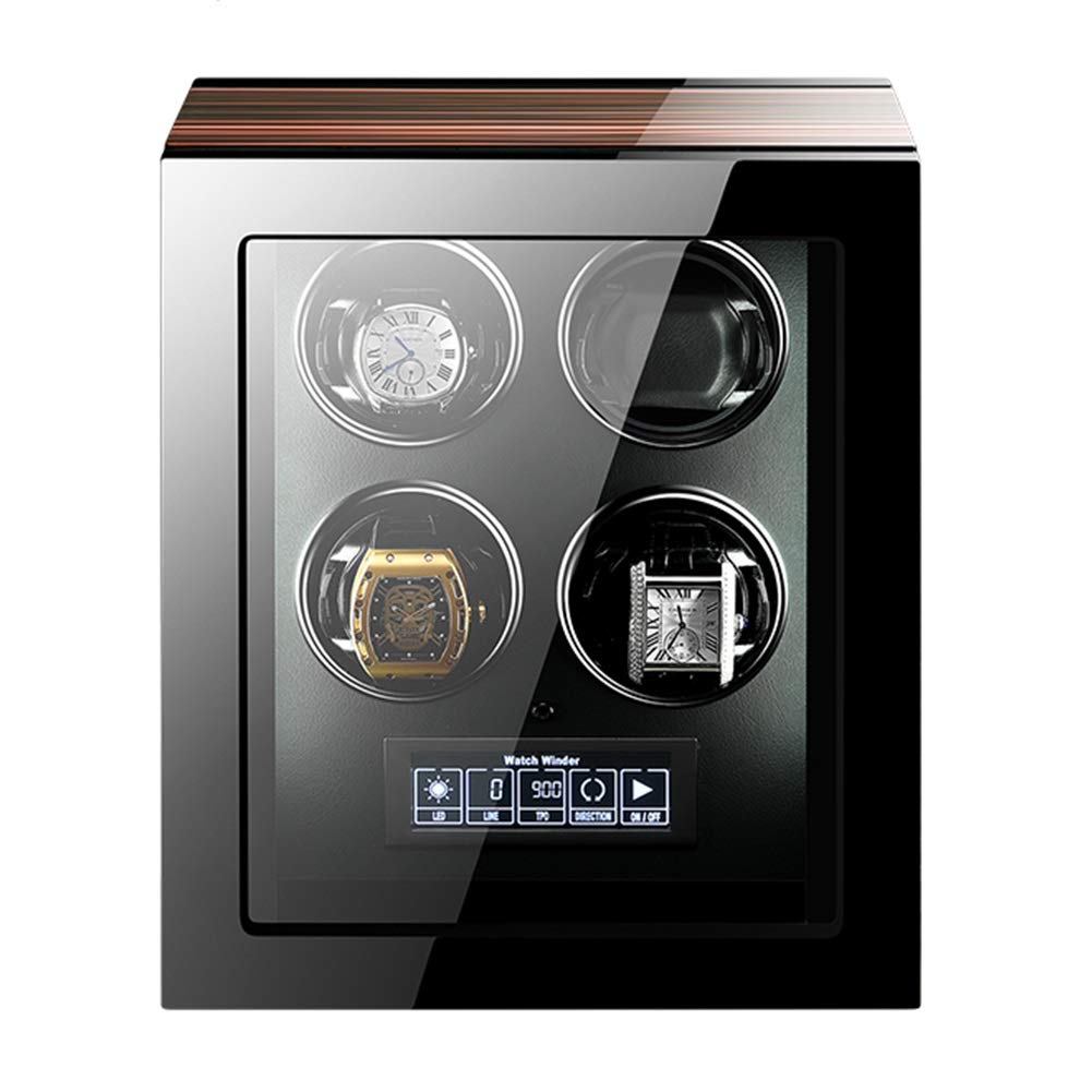 Skrzynka na zegarki Zegarki Ekran dotykowy LCD z pilotem Drewniana obudowa Wykończenie fortepianowe Cichy silnik Watch Winder