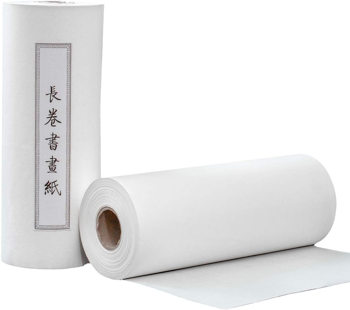 KYMY Chinese/Japanese Calligraphy Paper Roll,Sumi Paper/Xuan Paper/Rice Paper for Writing and Painting,Chinese Long Scroll Brush Ink Roll Xuan Paper-35cmX50 m,Sheng (Raw) Xuan