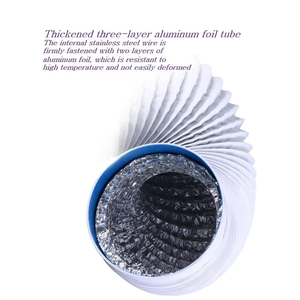 Tubo de escape flexible de aluminio (1 unidad), diámetro interior de 180 mm, manguera de ventilación de PVC blanca for cocina y baño. | 6m