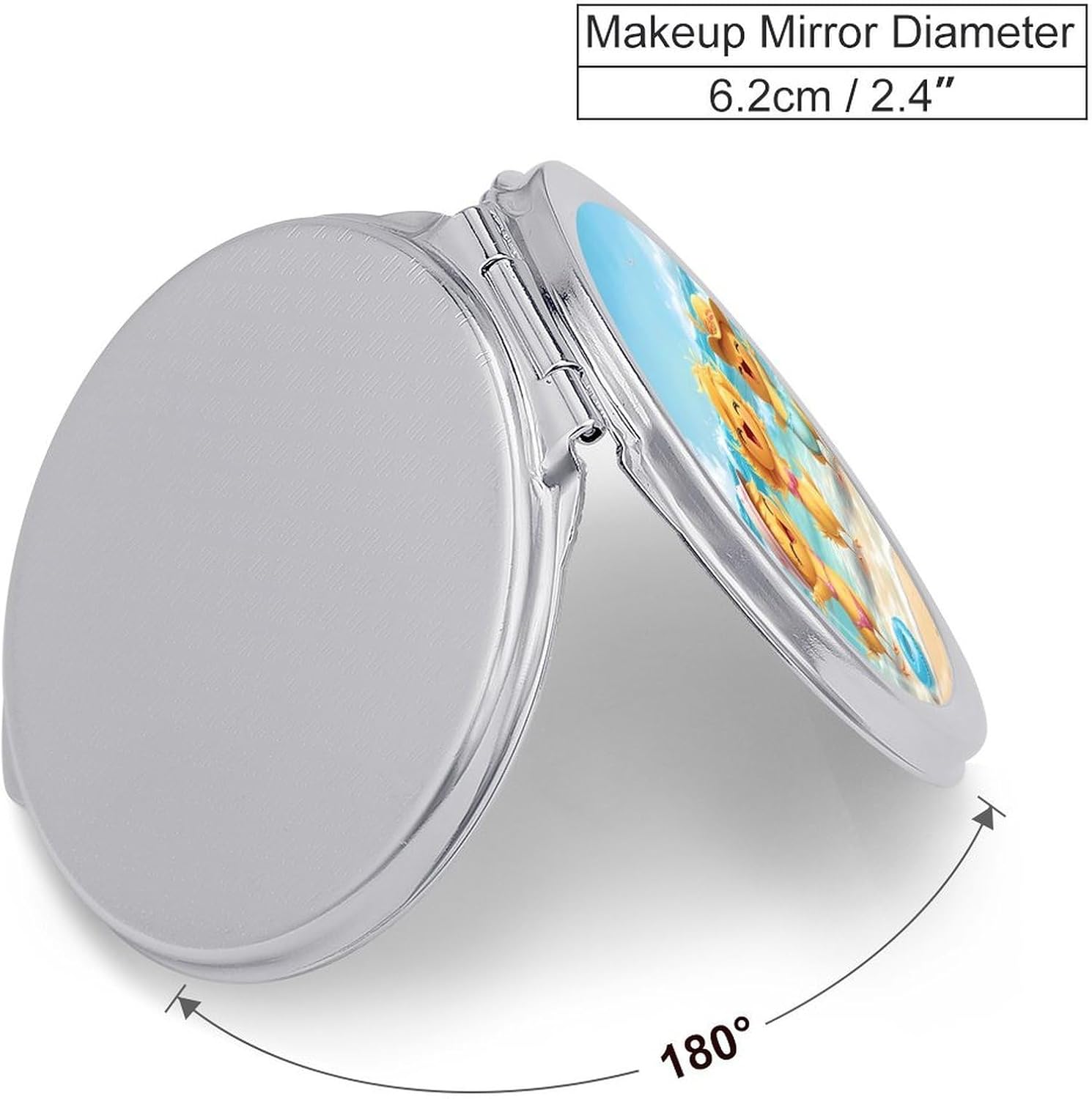 Chicken Beach Funny Animal Compact Makeup Mirror Mini Foldable Cosmetic Mirror Portable Travel Mirror for Purse Pocket
