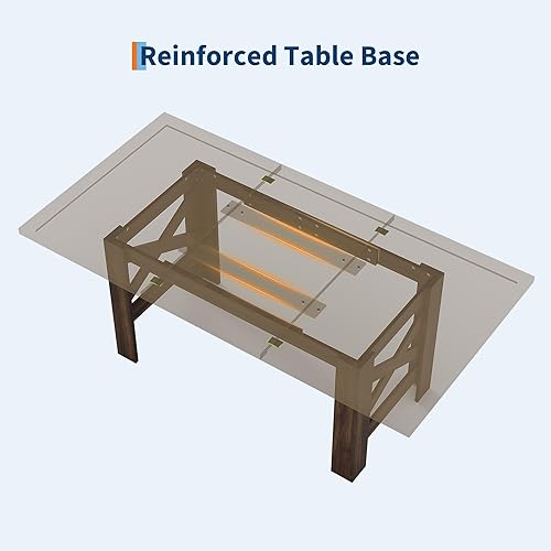 Miniatura 5 de Garvee Mesa de comedor de madera para 6 a 8 personas, mesa de cocina grande resistente, mesas de comedor rectangulares de 70.87 pulgadas de largo
