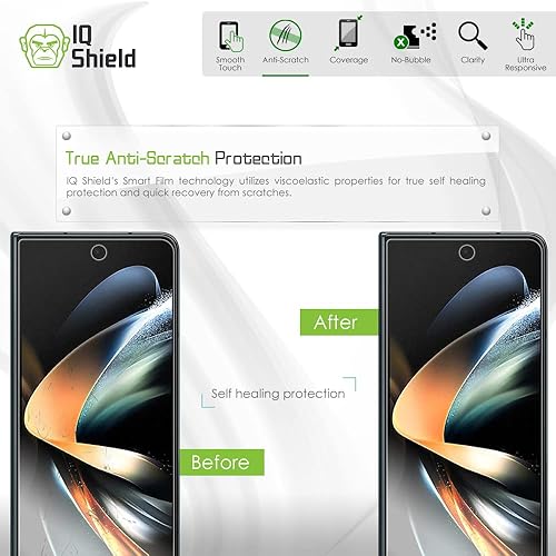 Miniatura 5 de IQShield Protector de pantalla compatible con Samsung Galaxy Z Fold 4 (paquete de 2) película de TPU transparente antiburbujas