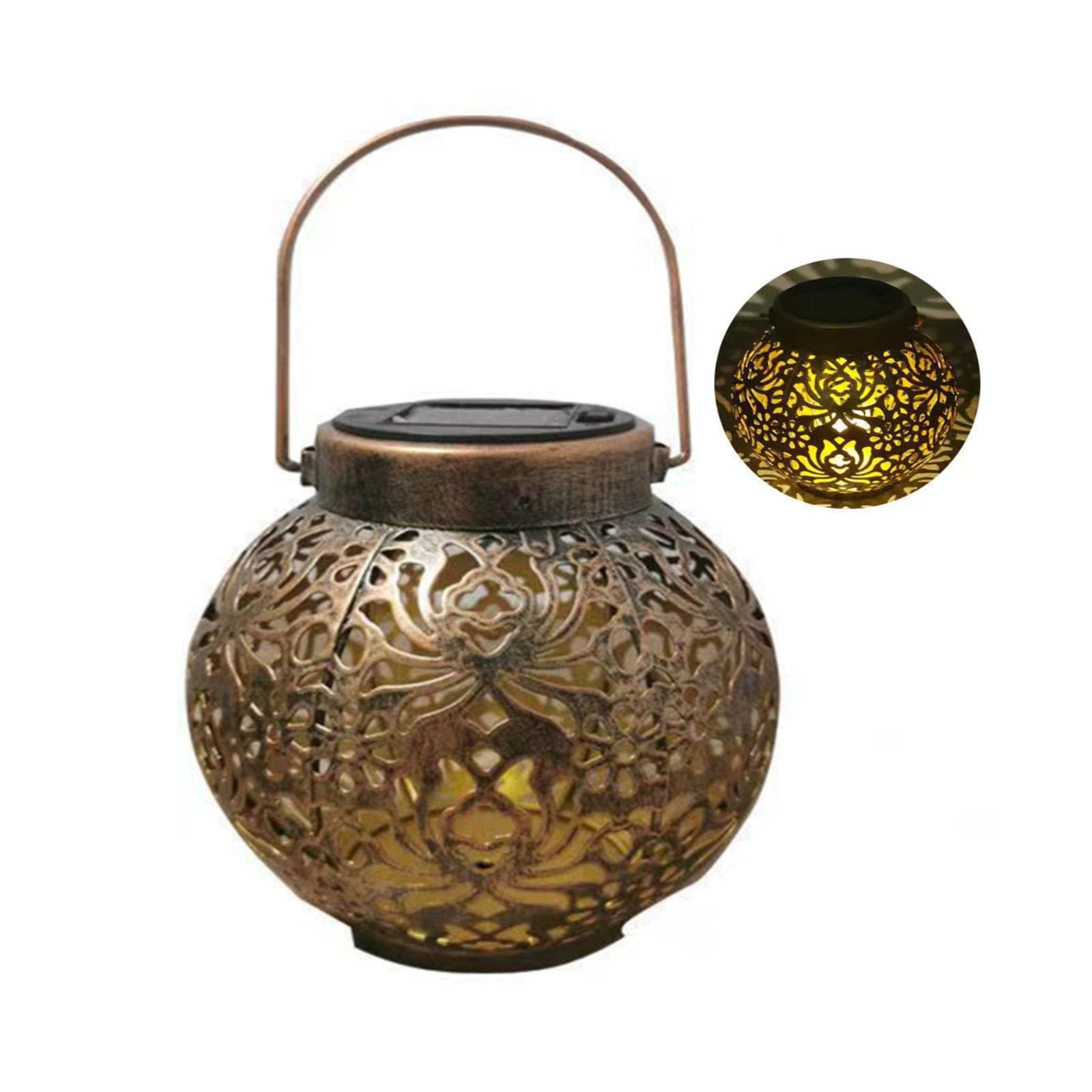 Mateju Solar Lanterns Outdoor Hanging 1/2 Pack, Retro Solar Lanterns Outdoor Garden Waterproof Garden Lights for Outside, Patio, Lawn, Table, Fence Ornaments (Bronze,1 pc) — image 1
