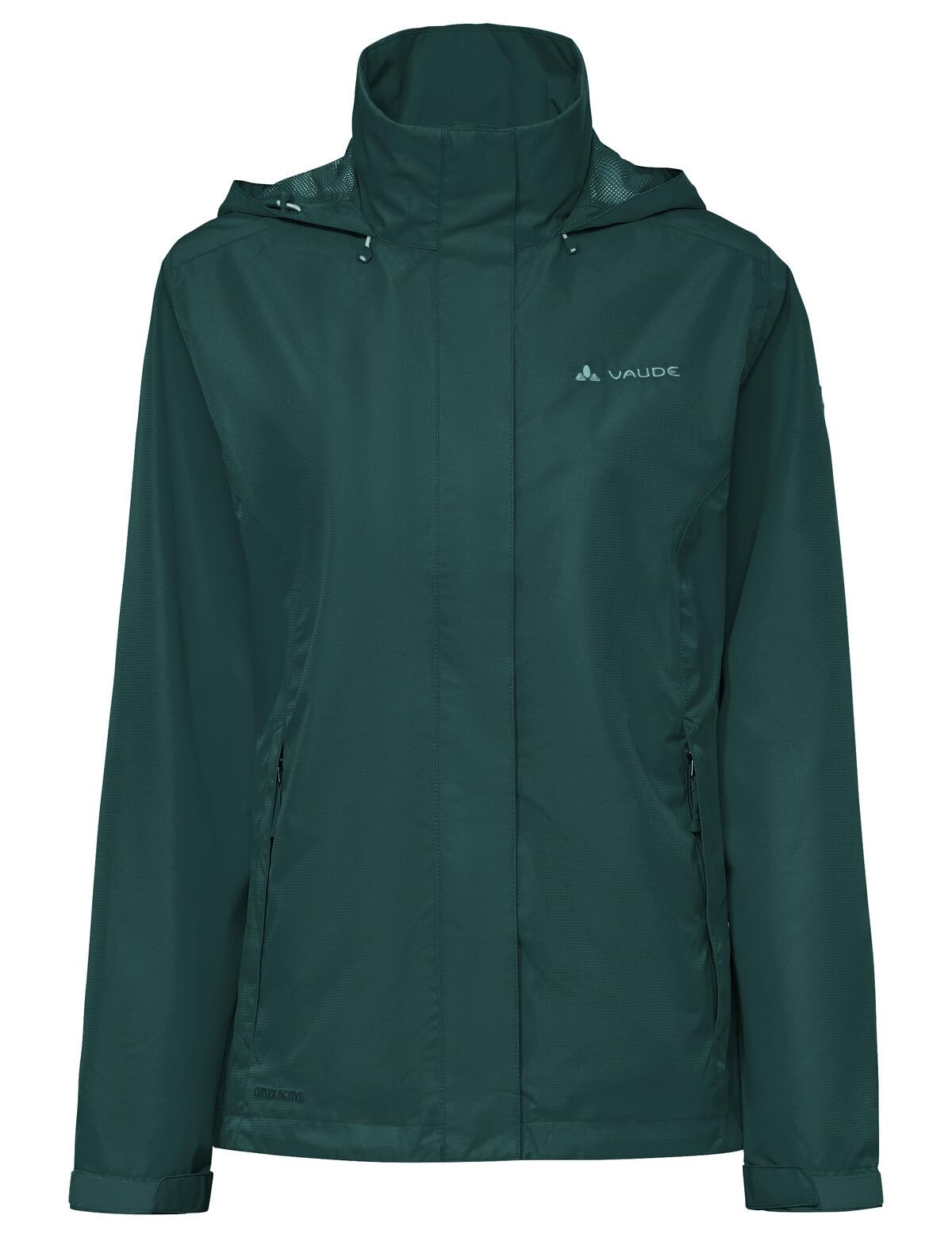 VAUDE Damen Regenjacke Escape Light Jacket, leichte, winddichte und wasserdichte Outdoor-Jacke, atmungsaktiver Windbreaker mit Kapuze, deep pond, 40