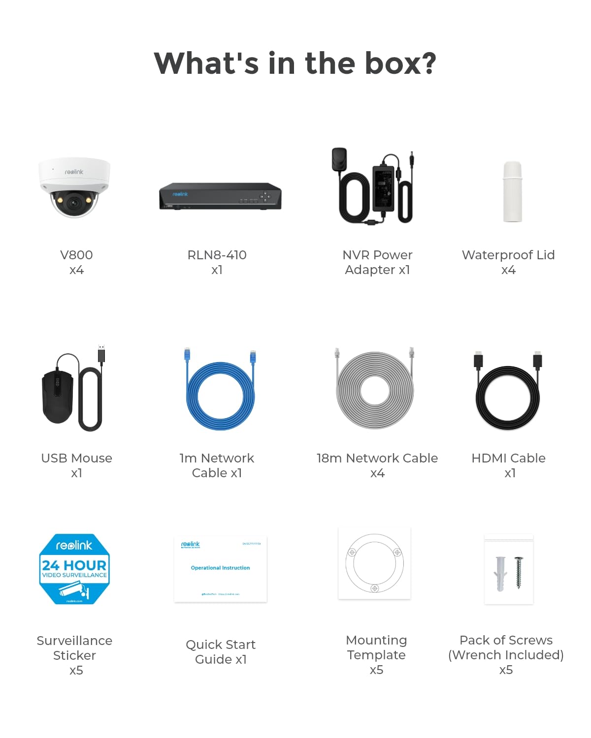 Reolink 4K Kit Camaras de Vigilancia PoE, Antivandalismo IK10, Detección de Persona/Vehículo/Animal, NVR 8CH 2TB, Visión Nocturna a Color, Audio Bidireccional, Impermeable IP67, RLK8-800V4