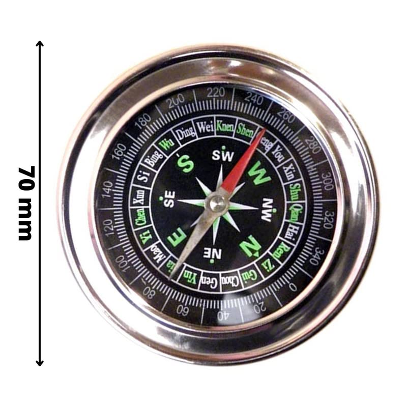 ERH India (1 Pc) Direction Compass for Kids for School Small Size 75mm Diameter Stainless Steel Directional Magnetic Compass 1