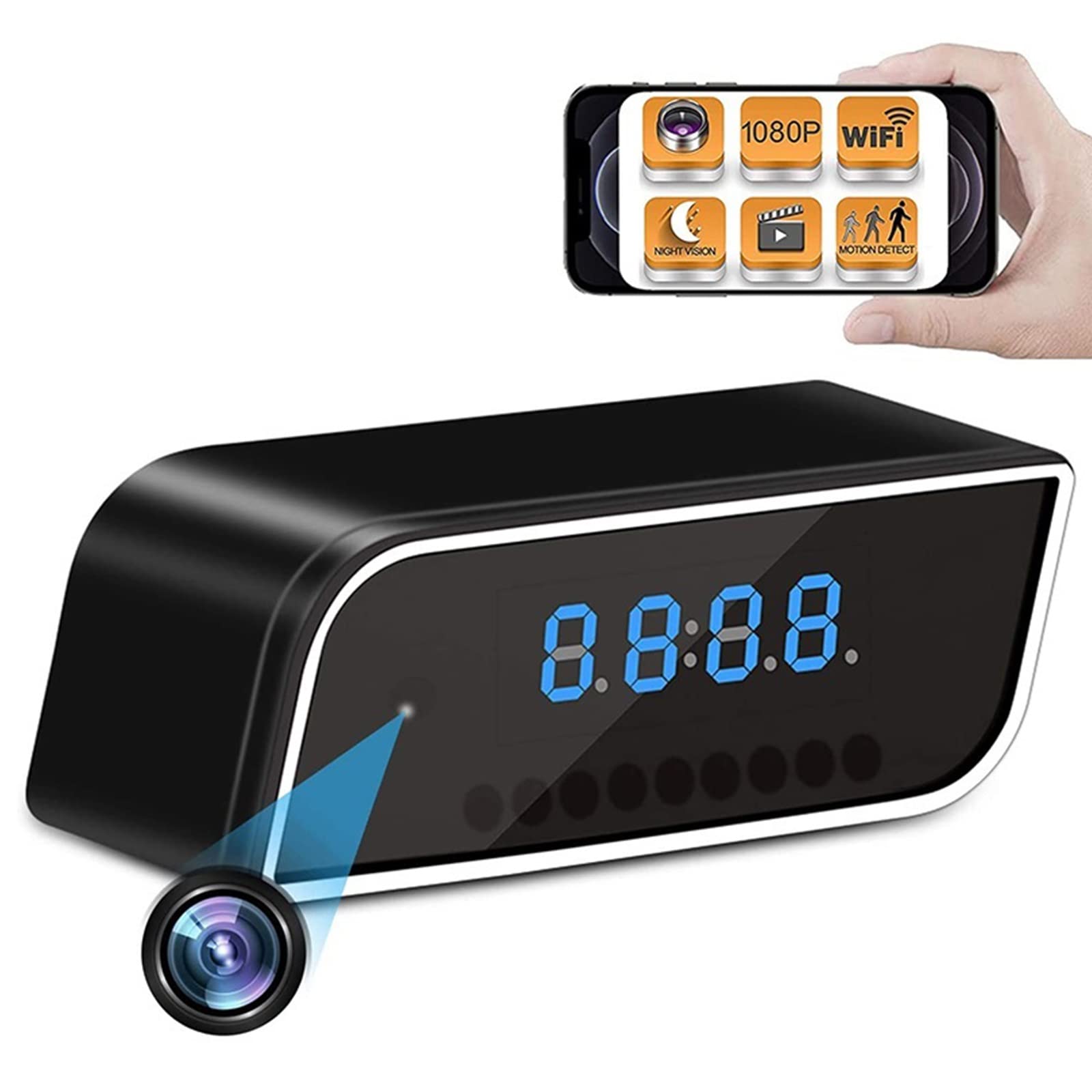 Reloj de cámaras ocultas inalámbricas, MI-NI cámara espía de 1080p Portátil WiFi Niñera CAM con visión nocturna y detección de movimiento, cámara de vigilancia de seguridad Compatible with cámara inte