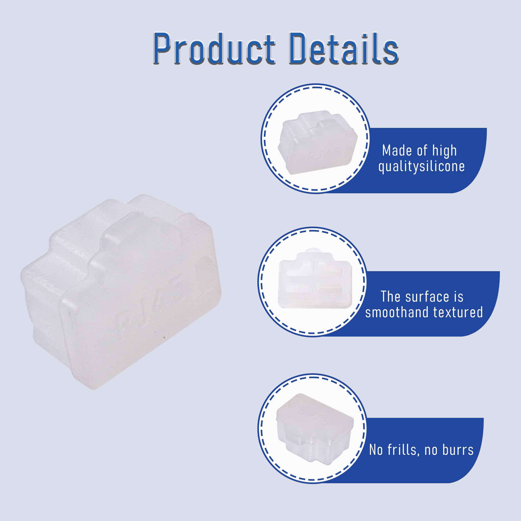 20 tappi antipolvere per porte RJ45, tappi in silicone, protezione per TV, computer, altri dispositivi, 0,47 x 0,33 (lunghezza x larghezza)