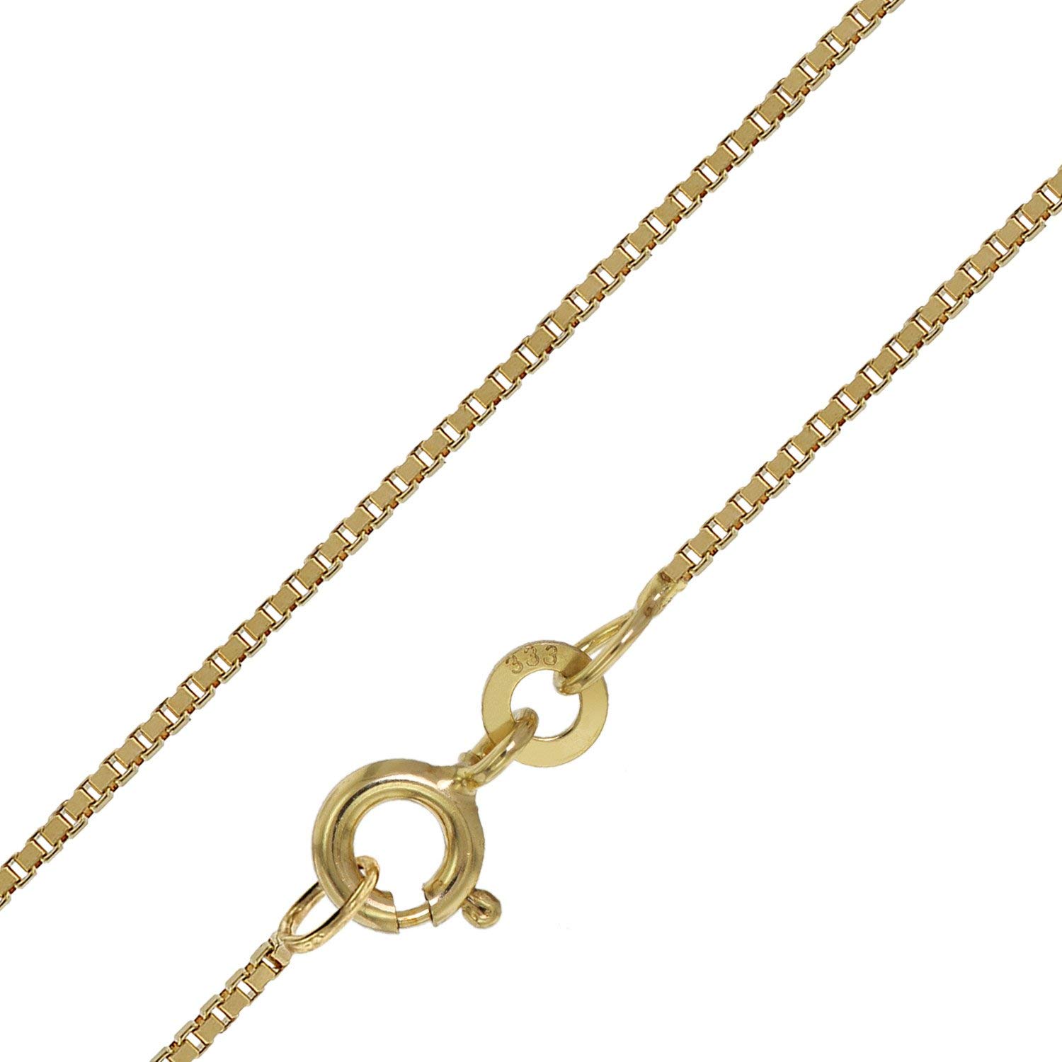 trendor feine Veneziakette Gold 333 / 8K mit Zwischenöse Breite 0,9 mm | zauberhafte Halskette aus Echtgold, dieser Halsschmuck ist eine wunderschöne Geschenkidee