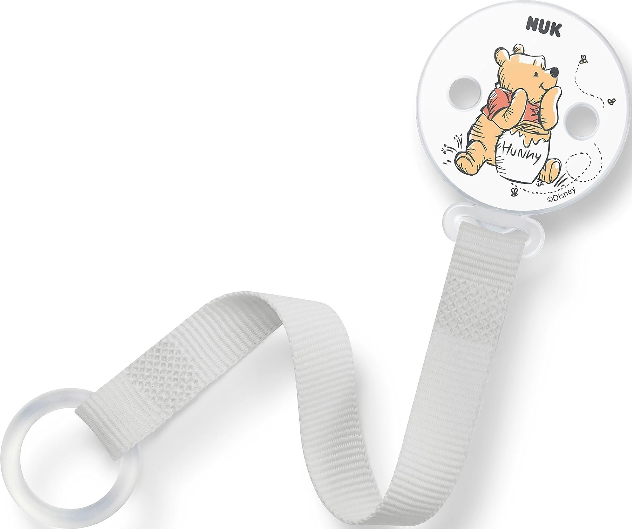 NUK Disney Winnie the Pooh Dummy Band & Clip | for All Soothers with and Without Ring | Resilient and Shatter-Proof | 1 Count