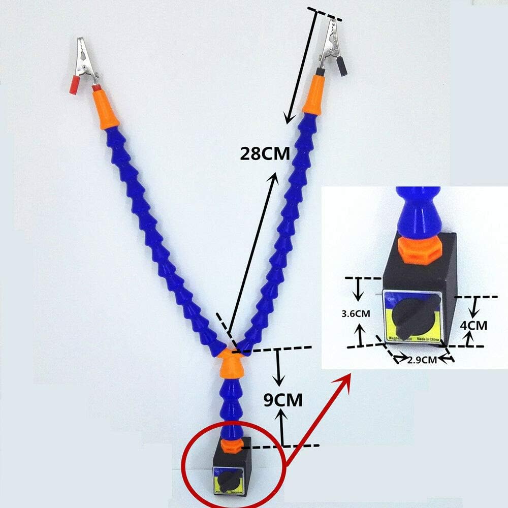 Fully Flexible with 360 Degree Rotating Alligator Clamp Head | Third Hand Helping Hand Tool with Strong Magnetic Base (Style 3)