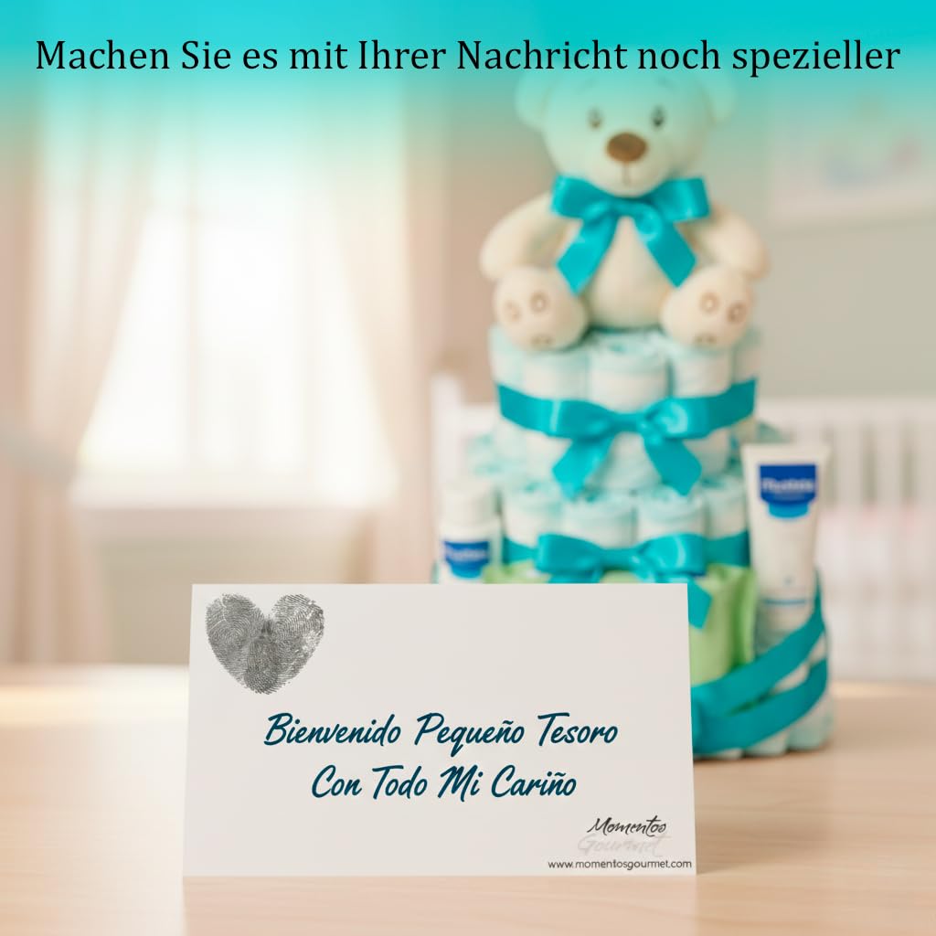 Windeltorte Junge Mädchen Baby Geschenk Set Neugeborene Windelgeschenk Pflegeartikel Baby Shower Torte Geburt Präsente Teddybär Babyparty Babykorb Premium Geschenkidee Säuglingspflege
