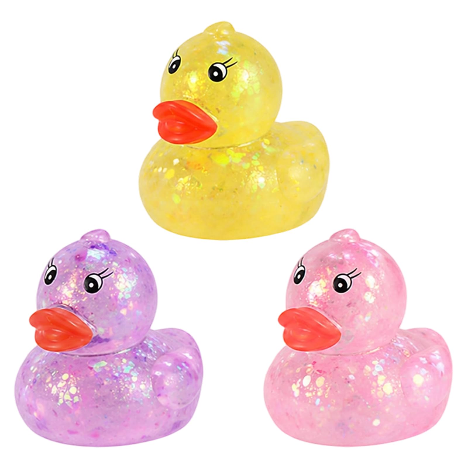 3Pcs Squishy Ducks, Random Colour Soft Item Set for Stress Relief and Sensory Play, Soft and Flexible Squishy Items with Durable Material for Desk Decor and Fidgeting Fun