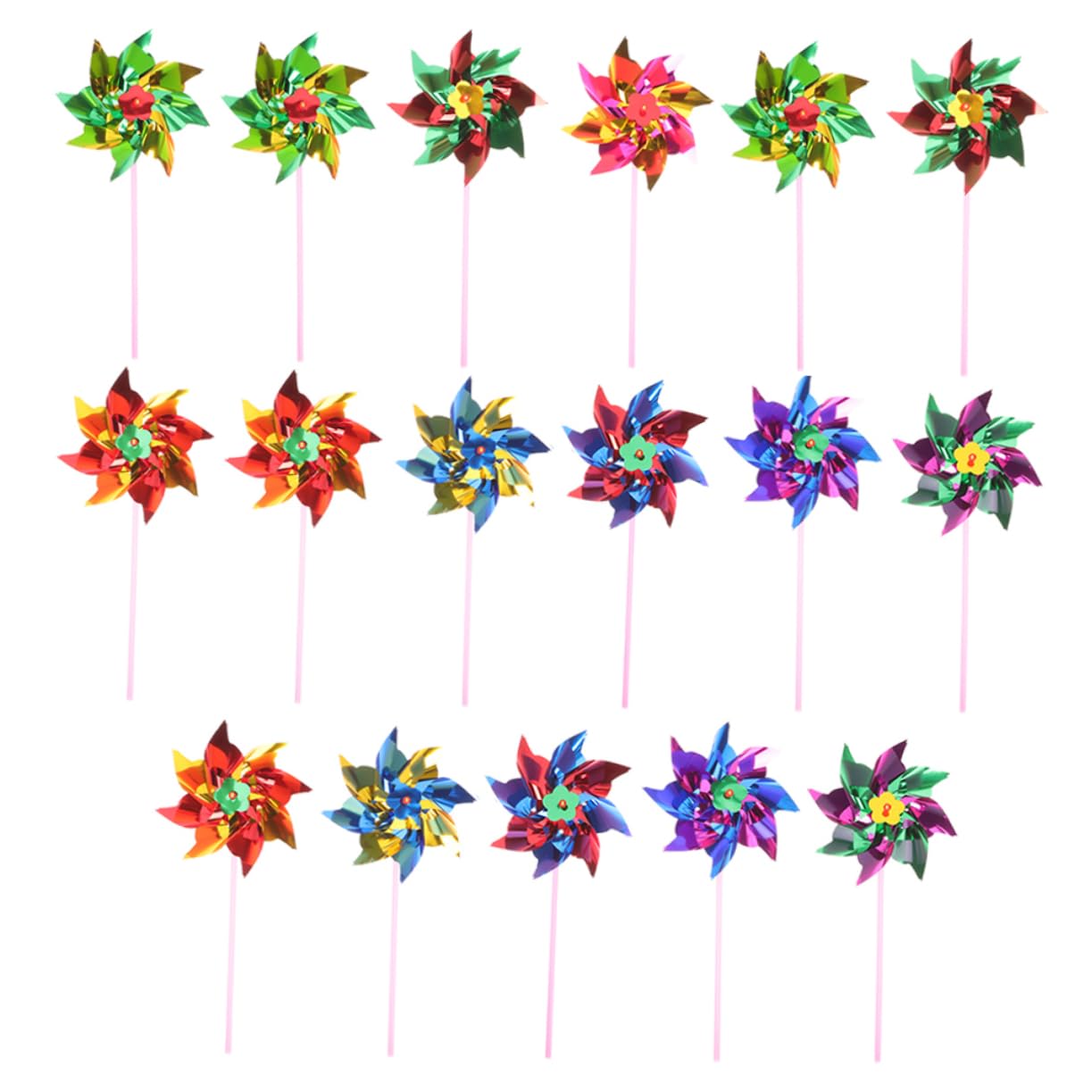 20 Moulins à Vent Soi-même en Plastique, Légers et Décoratifs, Forme Octogonale, pour Jardin et Cour, Jouet Adorable Couleur Aléatoire