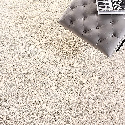 Image of Shaggy Floor Carpets for Living Room, Elegant Bed Side Runner Carpet, Sofa Area Temple Carpet,(3x5 Feet, Ivory)