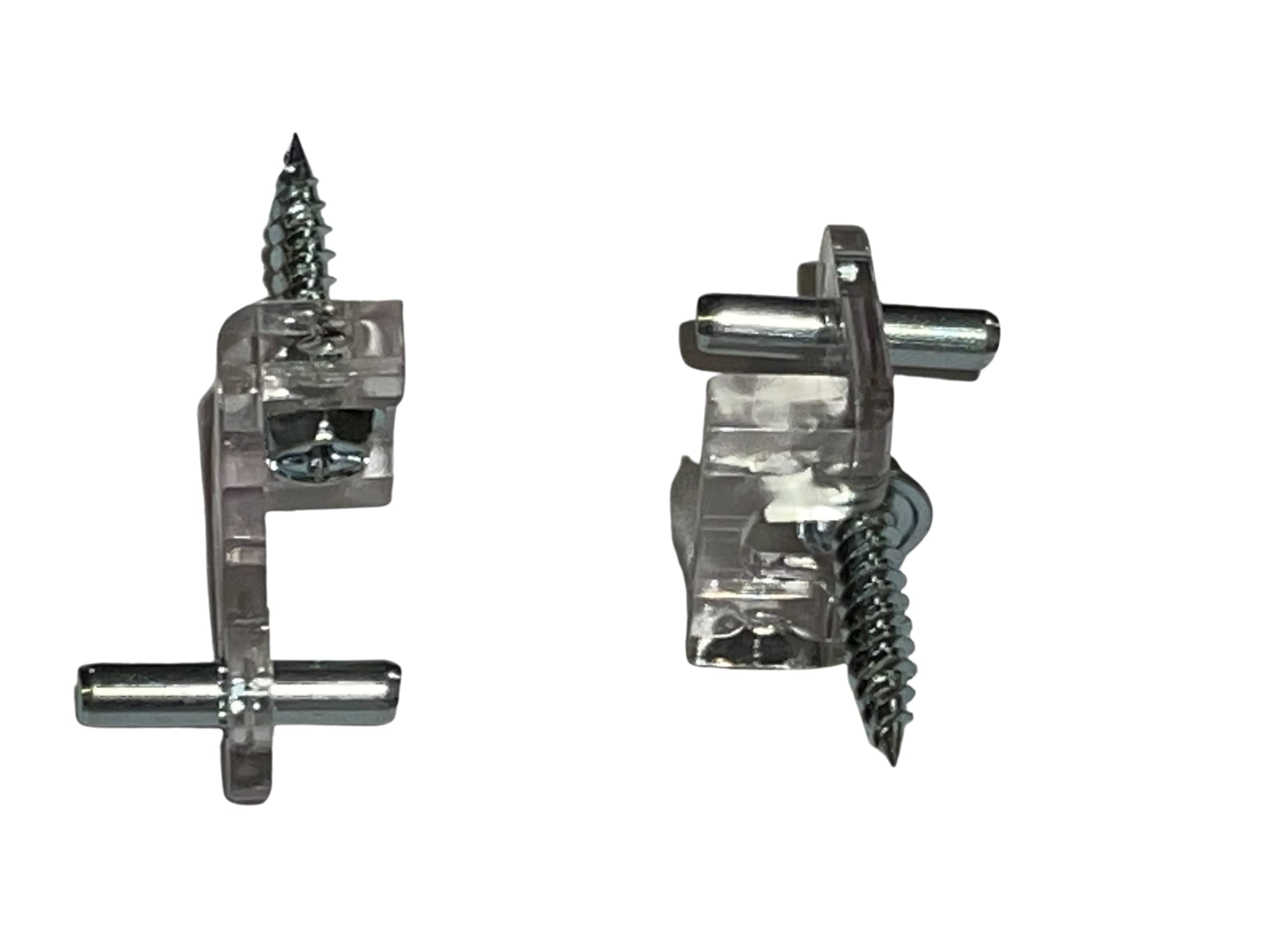 Amazing Drapery Hardware 2 Pair:Clear Mini Blind Hold-Downs, Hook Style with PINS and Screws