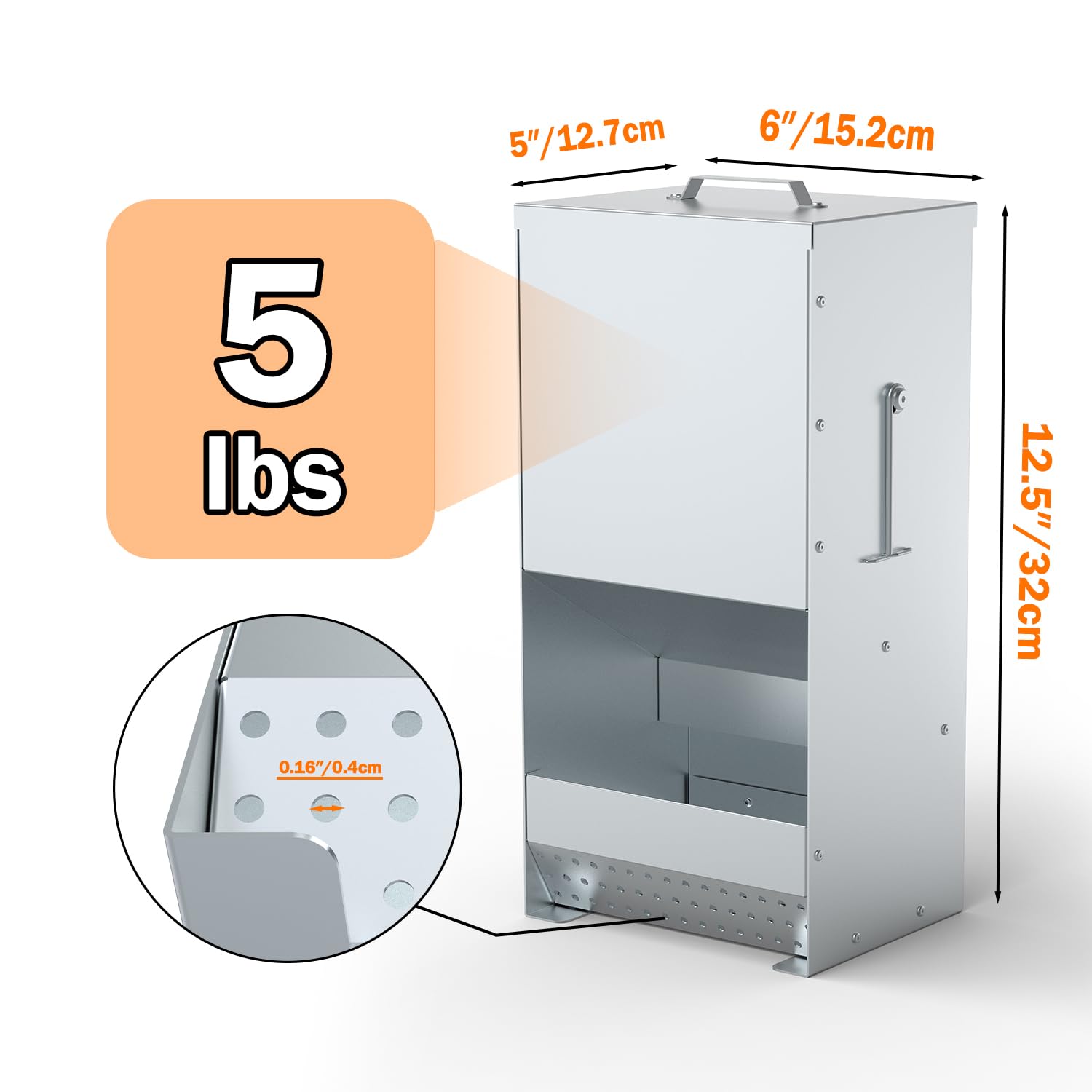 Metal Rabbit Feeder, 5-Pound Capacity Rabbit Feeder, Outdoor Small Animal Feeder for Rabbits, Chicks, Cats, Guinea Pigs, Free Large Capacity Small Animal Water Bottle - image 3