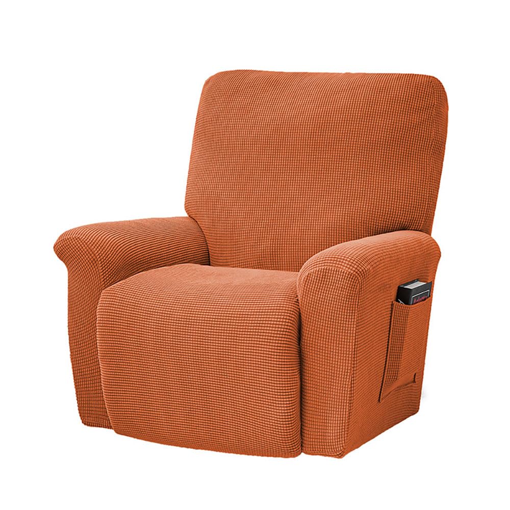 Chickwin Copripoltrona Relax Reclinabile, 1 Posto Copripoltrona Relax con Tasche Fodere Poltrona Relax Rimovibile Lavabile Jacquard Copertura per Poltrona Reclinabile (Arancione)