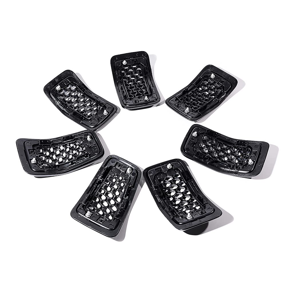 7-Piece Chrome & Black Honeycomb Grille Inserts For 2014-2018 Jeep Cherokee Front Bumper - Direct Fit, CAPA