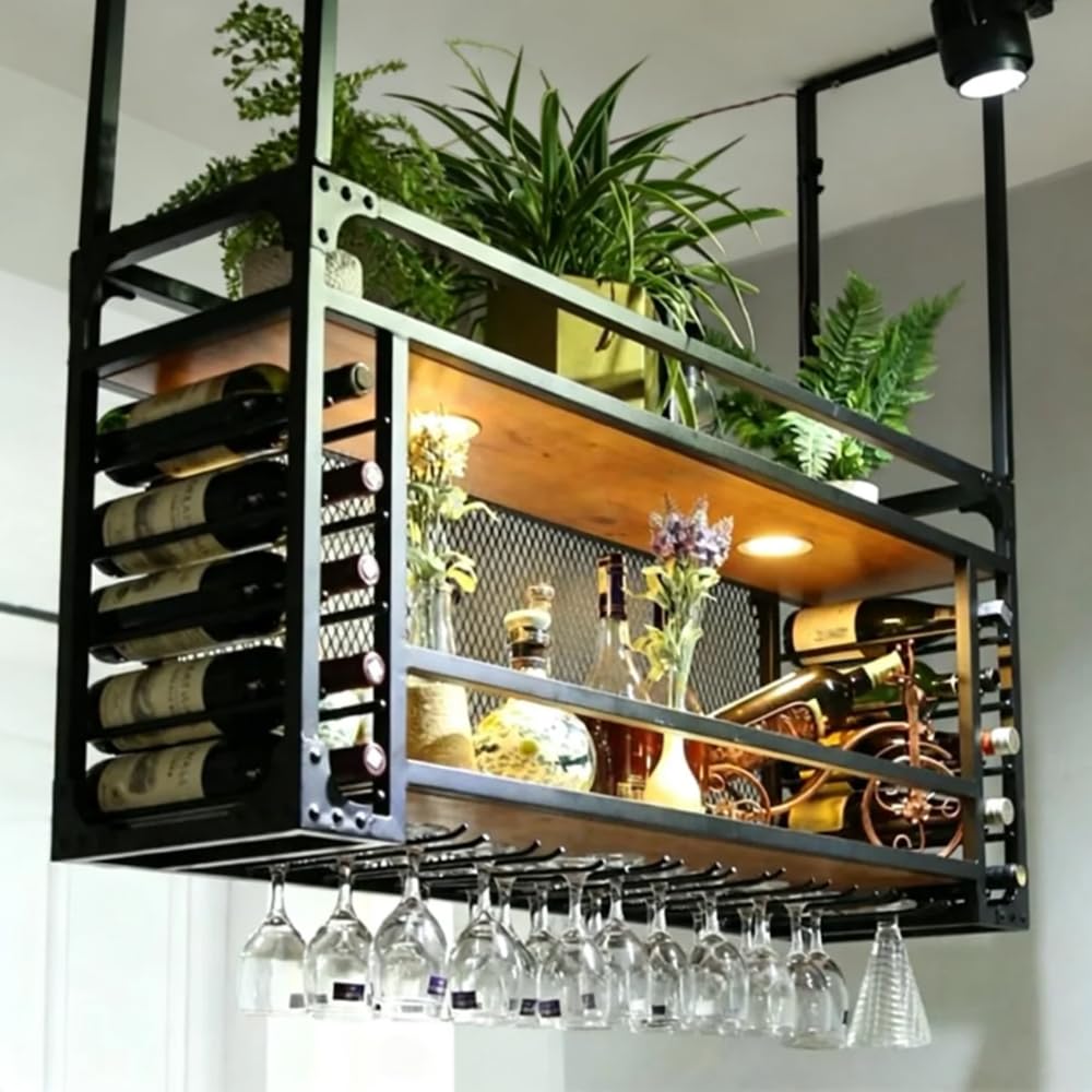 Botellero De Metal para La Pared con Portavasos,Colgable