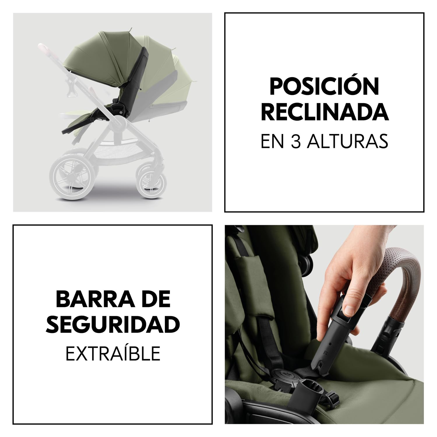 hauck Comfort N Care Set Cochecito 2in1 | Carrito Bebé desde Nacimiento hasta 22 kg - Capazo XL - Ruedas de Goma con Suspensión - Silla de Paseo Ligera Reversible y Reclinable - con Adaptador - Oliva