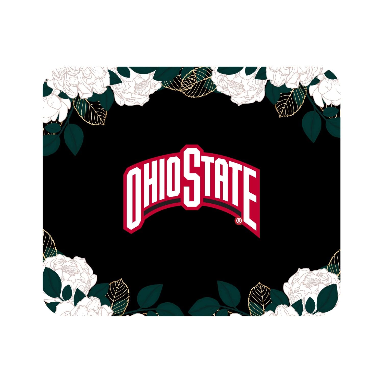 Mouse Pad, Fabric, Ohio State University Standard/Floral White