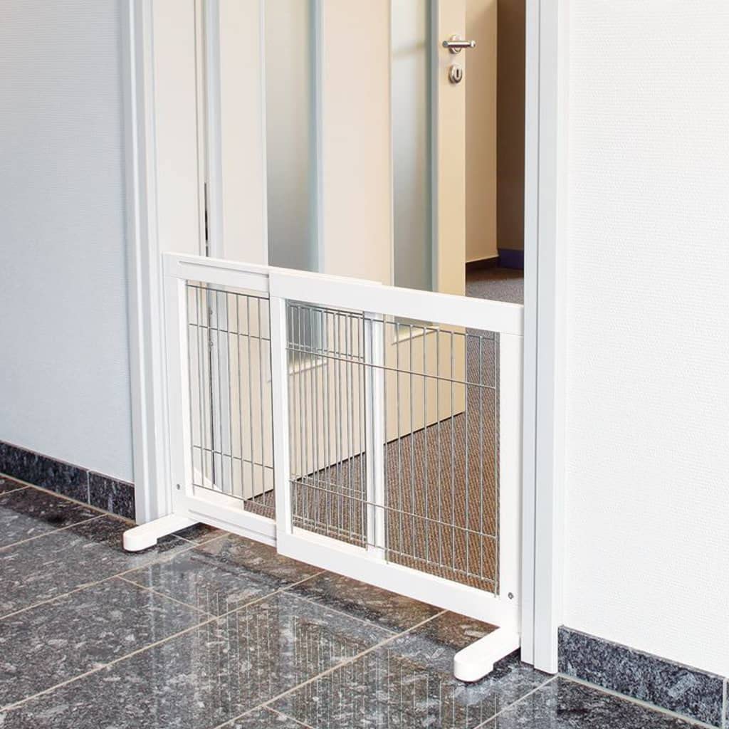 TRIXIE stufenlos verstellbaresTürgitter "Absperrgitter, Holz, 65–108 × 61 cm, weiß"- 39455