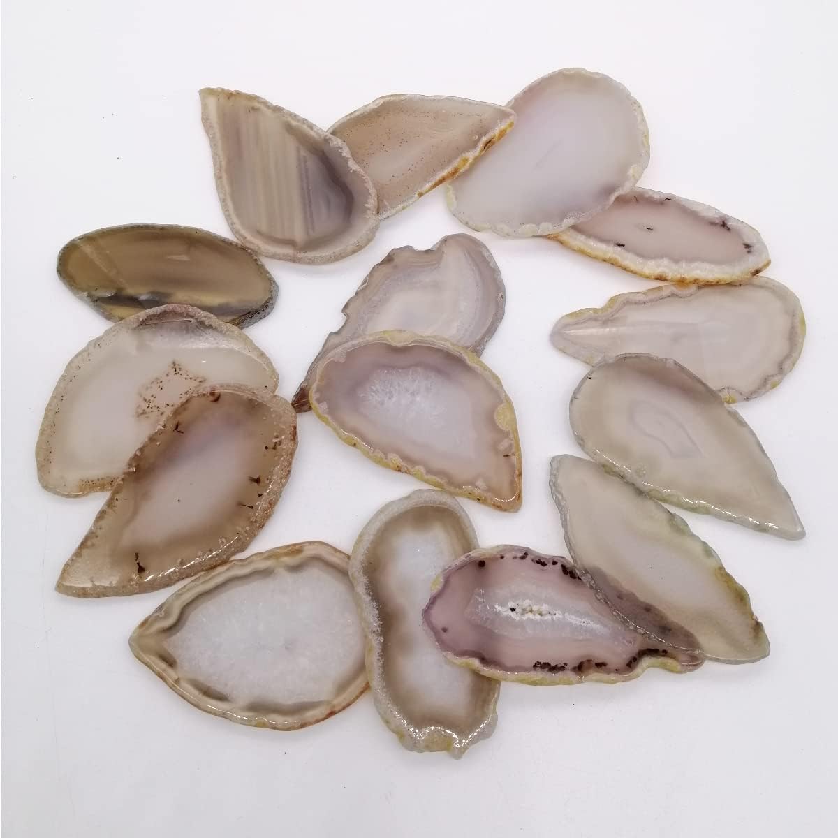15Pcs Agate Light Table Slices Irregular Natural Color Geode Agate Table Place Cards Jewelry Making Worry Stones Home Decoration