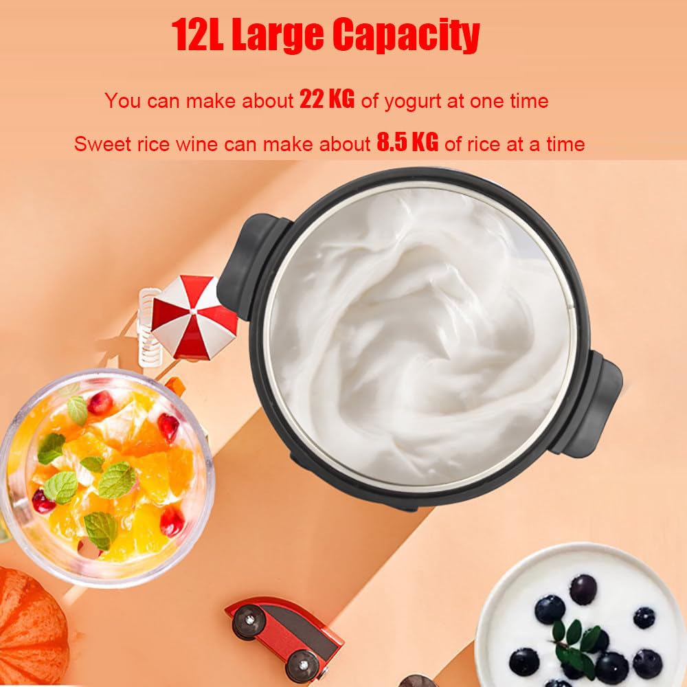 110w Multi-Functional Yogurt Machine, 12L Black Garlic Fermenter, Automatic Commercial Fermentation Machine, for Sweet Rice Wine Maker, Kimchi, Dough