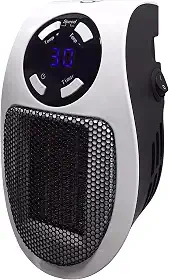 Aquecedor elétrico de ambiente com temporizador de display LED, aquecedor de ambiente de tomada de parede, proteção segura contra superaquecimento, aquecedor de ambiente pessoal silencioso, aquec