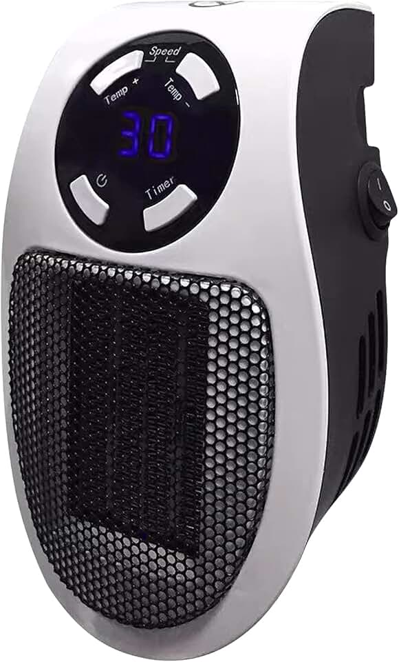 Aquecedor elétrico de ambiente com temporizador de display LED, aquecedor de ambiente de tomada de parede, proteção segura contra superaquecimento, aquecedor de ambiente pessoal silencioso, aquec
