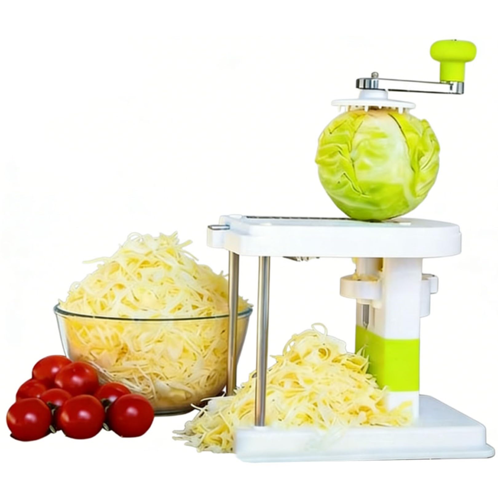 Trituradora de repollo con 3 cuchillas de acero inoxidable, cortador manual de verduras para cortar rápidamente, herramienta de cocina eficiente para restaurantes, corta 5 kg en 5 minutos