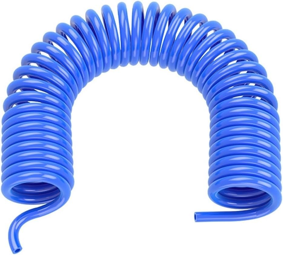 Pneumatic Polyurethane PU Air Compressor Hose Tube 6 * 4mm 8 * 5mm 10 * 6.5 12 * 8mm Telescopic Spring Spiral Pipe Tool(Blue,9M_OD 6XID 4MM)